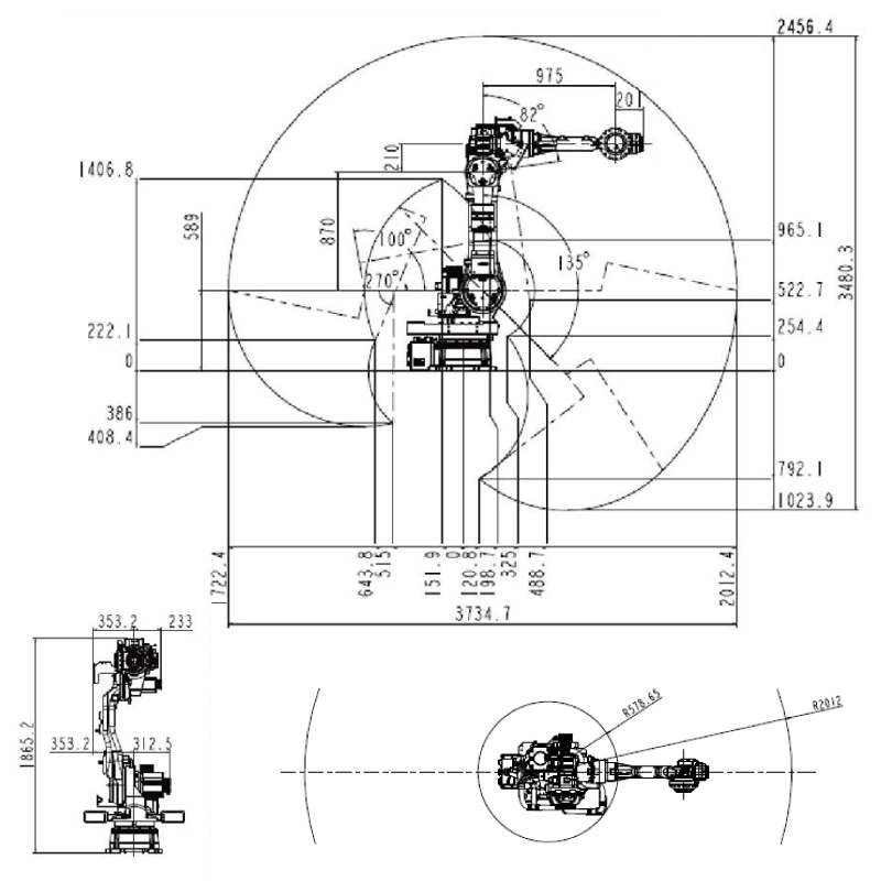 ROBOT SIZE DIMENSION & MAXIMUM MOTION RANGE VBR20-VBR50-1